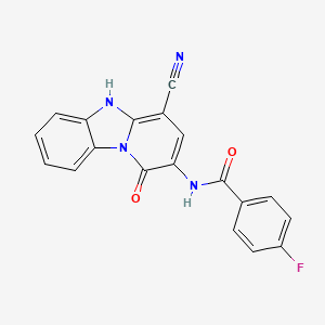 molecular formula C19H11FN4O2 B4234099 N-(4-cyano-1-oxo-1,5-dihydropyrido[1,2-a]benzimidazol-2-yl)-4-fluorobenzamide 