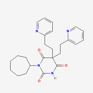molecular formula C25H30N4O3 B4234106 1-cycloheptyl-5,5-bis[2-(2-pyridinyl)ethyl]-2,4,6(1H,3H,5H)-pyrimidinetrione 