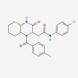 N-(4-chlorophenyl)-2-[1-(4-methylbenzoyl)-3-oxodecahydro-2-quinoxalinyl]acetamide