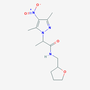 molecular formula C13H20N4O4 B4234138 2-(3,5-dimethyl-4-nitro-1H-pyrazol-1-yl)-N-(tetrahydro-2-furanylmethyl)propanamide 