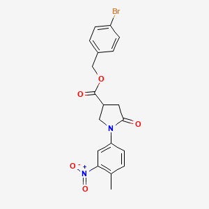 molecular formula C19H17BrN2O5 B4234143 4-bromobenzyl 1-(4-methyl-3-nitrophenyl)-5-oxo-3-pyrrolidinecarboxylate 