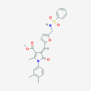 molecular formula C27H26N2O6S B423415 methyl 1-(3,4-dimethylphenyl)-2-methyl-5-oxo-4-[(5-{[(phenylsulfonyl)amino]methyl}-2-furyl)methylene]-4,5-dihydro-1H-pyrrole-3-carboxylate 