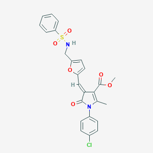 molecular formula C25H21ClN2O6S B423416 methyl 1-(4-chlorophenyl)-2-methyl-5-oxo-4-[(5-{[(phenylsulfonyl)amino]methyl}-2-furyl)methylene]-4,5-dihydro-1H-pyrrole-3-carboxylate 
