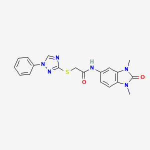 molecular formula C19H18N6O2S B4234167 N-(1,3-dimethyl-2-oxo-2,3-dihydro-1H-benzimidazol-5-yl)-2-[(1-phenyl-1H-1,2,4-triazol-3-yl)thio]acetamide 