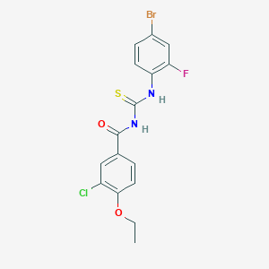 molecular formula C16H13BrClFN2O2S B4234185 N-{[(4-bromo-2-fluorophenyl)amino]carbonothioyl}-3-chloro-4-ethoxybenzamide 