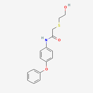 molecular formula C16H17NO3S B4234200 2-[(2-hydroxyethyl)thio]-N-(4-phenoxyphenyl)acetamide 