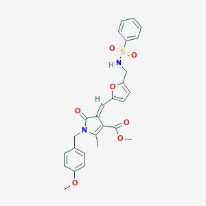 molecular formula C27H26N2O7S B423423 methyl 1-(4-methoxybenzyl)-2-methyl-5-oxo-4-[(5-{[(phenylsulfonyl)amino]methyl}-2-furyl)methylene]-4,5-dihydro-1H-pyrrole-3-carboxylate 