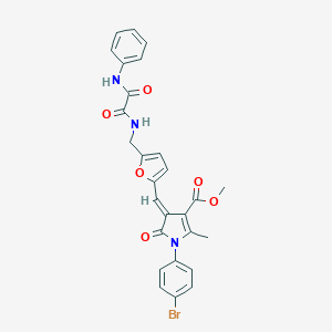 molecular formula C27H22BrN3O6 B423427 methyl 4-{[5-({[anilino(oxo)acetyl]amino}methyl)-2-furyl]methylene}-1-(4-bromophenyl)-2-methyl-5-oxo-4,5-dihydro-1H-pyrrole-3-carboxylate 