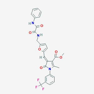 molecular formula C28H22F3N3O6 B423429 methyl 4-{[5-({[anilino(oxo)acetyl]amino}methyl)-2-furyl]methylene}-2-methyl-5-oxo-1-[3-(trifluoromethyl)phenyl]-4,5-dihydro-1H-pyrrole-3-carboxylate 