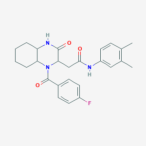 molecular formula C25H28FN3O3 B4234291 N-(3,4-dimethylphenyl)-2-[1-(4-fluorobenzoyl)-3-oxodecahydro-2-quinoxalinyl]acetamide 