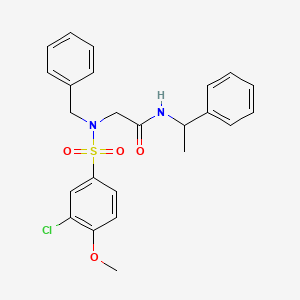 molecular formula C24H25ClN2O4S B4234294 N~2~-benzyl-N~2~-[(3-chloro-4-methoxyphenyl)sulfonyl]-N~1~-(1-phenylethyl)glycinamide 