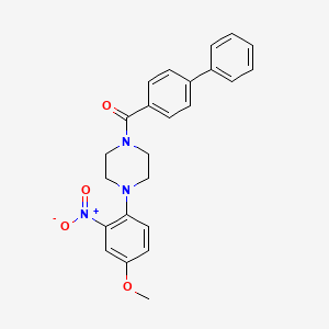 molecular formula C24H23N3O4 B4234296 1-(4-biphenylylcarbonyl)-4-(4-methoxy-2-nitrophenyl)piperazine 