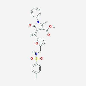 molecular formula C26H24N2O6S B423430 methyl 2-methyl-4-{[5-({[(4-methylphenyl)sulfonyl]amino}methyl)-2-furyl]methylene}-5-oxo-1-phenyl-4,5-dihydro-1H-pyrrole-3-carboxylate 