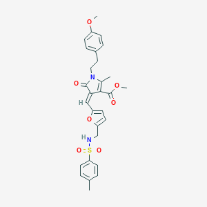 molecular formula C29H30N2O7S B423431 methyl 1-[2-(4-methoxyphenyl)ethyl]-2-methyl-4-{[5-({[(4-methylphenyl)sulfonyl]amino}methyl)-2-furyl]methylene}-5-oxo-4,5-dihydro-1H-pyrrole-3-carboxylate 