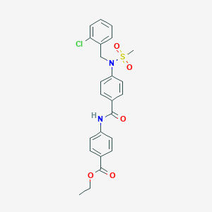 molecular formula C24H23ClN2O5S B423435 Ethyl 4-({4-[(2-chlorobenzyl)(methylsulfonyl)amino]benzoyl}amino)benzoate 