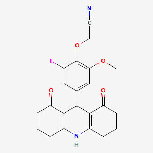 molecular formula C22H21IN2O4 B4234360 [4-(1,8-dioxo-1,2,3,4,5,6,7,8,9,10-decahydro-9-acridinyl)-2-iodo-6-methoxyphenoxy]acetonitrile 
