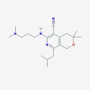 molecular formula C20H32N4O B4234363 6-{[3-(dimethylamino)propyl]amino}-8-isobutyl-3,3-dimethyl-3,4-dihydro-1H-pyrano[3,4-c]pyridine-5-carbonitrile 