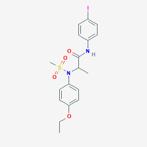 molecular formula C18H21IN2O4S B423440 2-[4-ethoxy(methylsulfonyl)anilino]-N-(4-iodophenyl)propanamide 