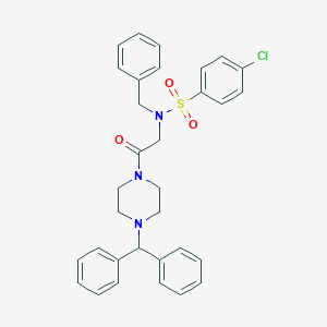 molecular formula C32H32ClN3O3S B423445 N-[2-(4-benzhydrylpiperazin-1-yl)-2-oxoethyl]-N-benzyl-4-chlorobenzenesulfonamide 