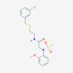 molecular formula C19H23ClN2O4S2 B423453 N-{2-[(3-chlorobenzyl)sulfanyl]ethyl}-2-[2-methoxy(methylsulfonyl)anilino]acetamide 