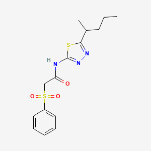 molecular formula C15H19N3O3S2 B4234534 N-[5-(1-methylbutyl)-1,3,4-thiadiazol-2-yl]-2-(phenylsulfonyl)acetamide 