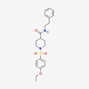 molecular formula C22H28N2O4S B4234551 1-[(4-ethoxyphenyl)sulfonyl]-N-(2-phenylethyl)-4-piperidinecarboxamide 