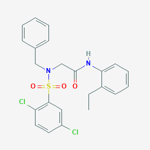 molecular formula C23H22Cl2N2O3S B423457 2-{benzyl[(2,5-dichlorophenyl)sulfonyl]amino}-N-(2-ethylphenyl)acetamide 