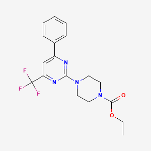 molecular formula C18H19F3N4O2 B4234610 ethyl 4-[4-phenyl-6-(trifluoromethyl)-2-pyrimidinyl]-1-piperazinecarboxylate 