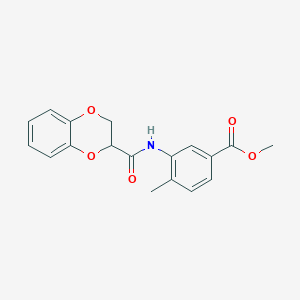 molecular formula C18H17NO5 B423463 Methyl 3-[(2,3-dihydro-1,4-benzodioxin-2-ylcarbonyl)amino]-4-methylbenzoate 