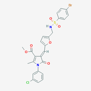 molecular formula C25H20BrClN2O6S B423465 methyl 4-{[5-({[(4-bromophenyl)sulfonyl]amino}methyl)-2-furyl]methylene}-1-(3-chlorophenyl)-2-methyl-5-oxo-4,5-dihydro-1H-pyrrole-3-carboxylate 