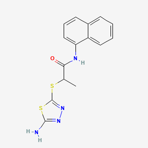 molecular formula C15H14N4OS2 B4234710 2-[(5-amino-1,3,4-thiadiazol-2-yl)thio]-N-1-naphthylpropanamide 