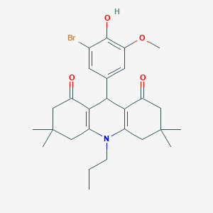 molecular formula C27H34BrNO4 B423472 9-(3-bromo-4-hydroxy-5-methoxyphenyl)-3,3,6,6-tetramethyl-10-propyl-4,5,7,9-tetrahydro-2H-acridine-1,8-dione 