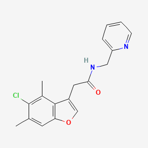 molecular formula C18H17ClN2O2 B4234724 2-(5-chloro-4,6-dimethyl-1-benzofuran-3-yl)-N-(2-pyridinylmethyl)acetamide 