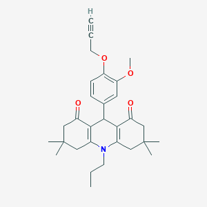 molecular formula C30H37NO4 B423473 9-[3-methoxy-4-(2-propynyloxy)phenyl]-3,3,6,6-tetramethyl-10-propyl-3,4,6,7,9,10-hexahydro-1,8(2H,5H)-acridinedione 