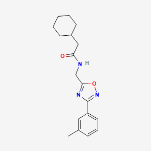 molecular formula C18H23N3O2 B4234753 2-cyclohexyl-N-{[3-(3-methylphenyl)-1,2,4-oxadiazol-5-yl]methyl}acetamide 