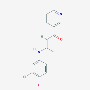 molecular formula C15H12ClFN2O B423476 3-(3-Chloro-4-fluoroanilino)-1-(3-pyridinyl)-2-buten-1-one 