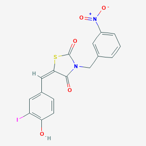 molecular formula C17H11IN2O5S B423479 (5E)-5-(4-hydroxy-3-iodobenzylidene)-3-(3-nitrobenzyl)-1,3-thiazolidine-2,4-dione 