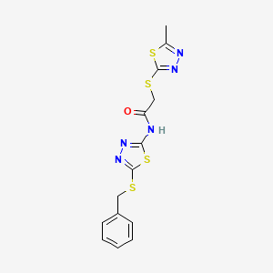 molecular formula C14H13N5OS4 B4234792 N-[5-(benzylthio)-1,3,4-thiadiazol-2-yl]-2-[(5-methyl-1,3,4-thiadiazol-2-yl)thio]acetamide 