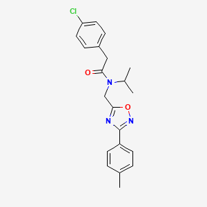 molecular formula C21H22ClN3O2 B4234799 2-(4-chlorophenyl)-N-isopropyl-N-{[3-(4-methylphenyl)-1,2,4-oxadiazol-5-yl]methyl}acetamide 