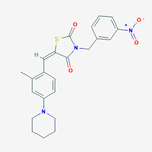 molecular formula C23H23N3O4S B423480 (5E)-5-[2-methyl-4-(piperidin-1-yl)benzylidene]-3-(3-nitrobenzyl)-1,3-thiazolidine-2,4-dione 