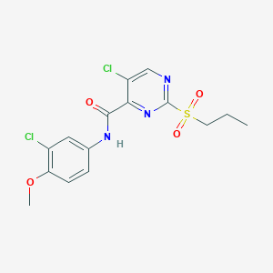 molecular formula C15H15Cl2N3O4S B4234815 5-chloro-N-(3-chloro-4-methoxyphenyl)-2-(propylsulfonyl)-4-pyrimidinecarboxamide 