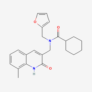 N-(2-furylmethyl)-N-[(2-hydroxy-8-methyl-3-quinolinyl)methyl]cyclohexanecarboxamide