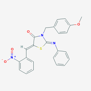molecular formula C24H19N3O4S B423485 (2E,5Z)-3-(4-methoxybenzyl)-5-(2-nitrobenzylidene)-2-(phenylimino)-1,3-thiazolidin-4-one 