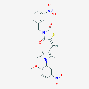 molecular formula C24H20N4O7S B423486 (5E)-5-{[1-(2-methoxy-5-nitrophenyl)-2,5-dimethyl-1H-pyrrol-3-yl]methylidene}-3-(3-nitrobenzyl)-1,3-thiazolidine-2,4-dione 