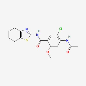 molecular formula C17H18ClN3O3S B4234865 4-(acetylamino)-5-chloro-2-methoxy-N-(4,5,6,7-tetrahydro-1,3-benzothiazol-2-yl)benzamide 