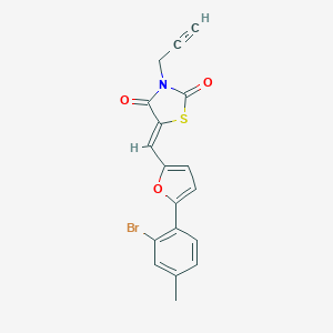 molecular formula C18H12BrNO3S B423488 (5Z)-5-{[5-(2-bromo-4-methylphenyl)furan-2-yl]methylidene}-3-(prop-2-yn-1-yl)-1,3-thiazolidine-2,4-dione 