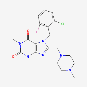 molecular formula C20H24ClFN6O2 B4234923 7-(2-chloro-6-fluorobenzyl)-1,3-dimethyl-8-[(4-methyl-1-piperazinyl)methyl]-3,7-dihydro-1H-purine-2,6-dione 