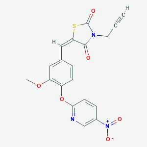 molecular formula C19H13N3O6S B423494 5-[4-({5-Nitro-2-pyridinyl}oxy)-3-methoxybenzylidene]-3-(2-propynyl)-1,3-thiazolidine-2,4-dione 
