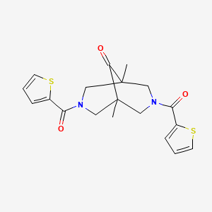 molecular formula C19H20N2O3S2 B4234951 1,5-dimethyl-3,7-bis(2-thienylcarbonyl)-3,7-diazabicyclo[3.3.1]nonan-9-one 