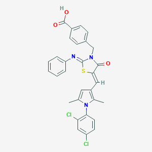 4-{[(2Z,5Z)-5-{[1-(2,4-dichlorophenyl)-2,5-dimethyl-1H-pyrrol-3-yl]methylidene}-4-oxo-2-(phenylimino)-1,3-thiazolidin-3-yl]methyl}benzoic acid